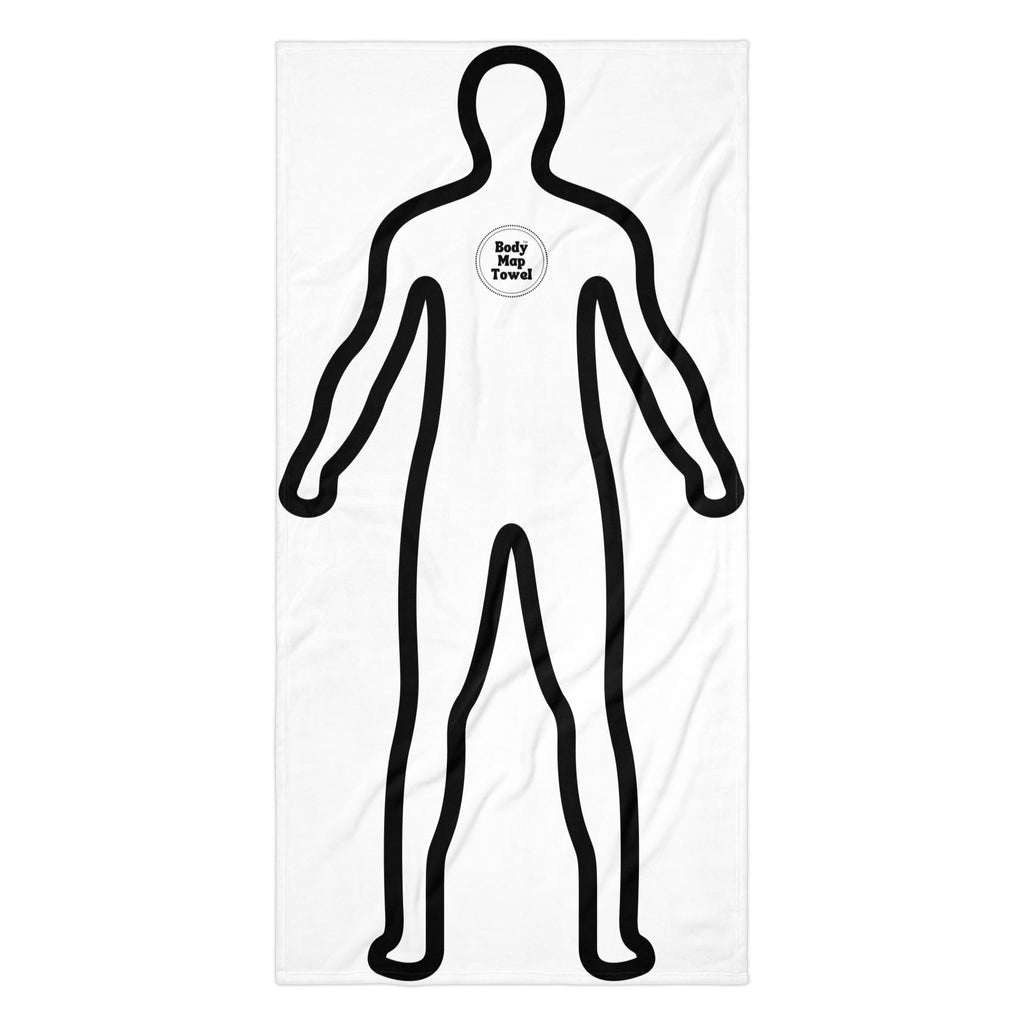 Body Map Towel – Body Outline – Lightweight Shower, Beach & Travel Towel